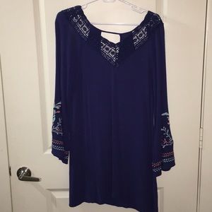 Blue quarter sleeve dress